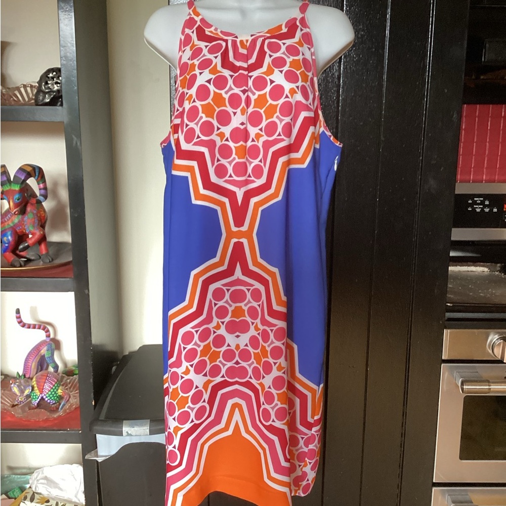 Banana Republic Blue and Orange Geometric Midi Dress